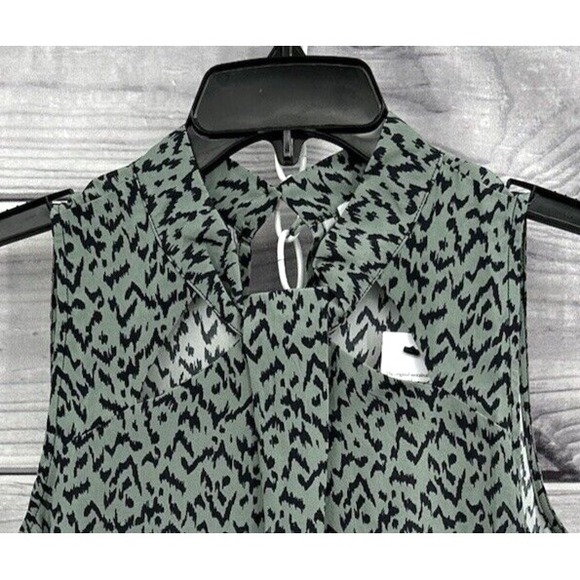 AMOUR VERT SOPHIA 100%‎ SILK SLEEVELESS BLOUSE Women's Size Medium BLUE/GREEN - Picture 5 of 5